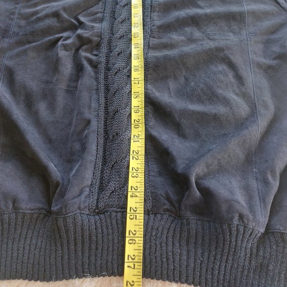 Vintage Italy Genuine Leather Men's Black Wool Knitted Sweater US-XXXL /EU-54 - Picture 8 of 9